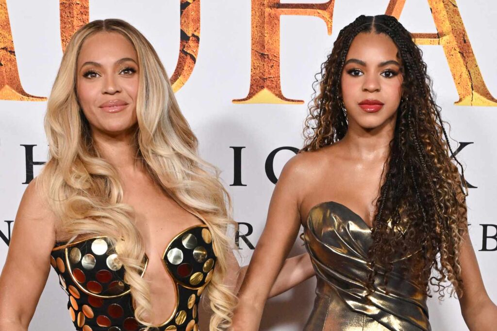 Beyoncé and Daughter Blue Ivy Match in Golden Gowns at ‘Mufasa’ L.A. Premiere