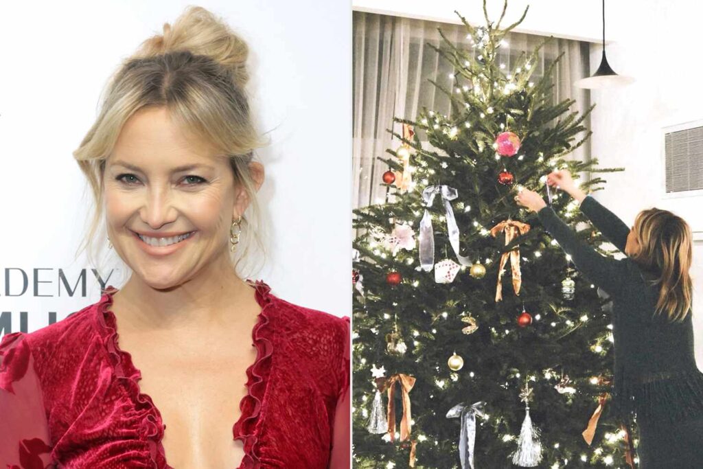 Kate Hudson Decorates Her Christmas Tree Solo Without Kids