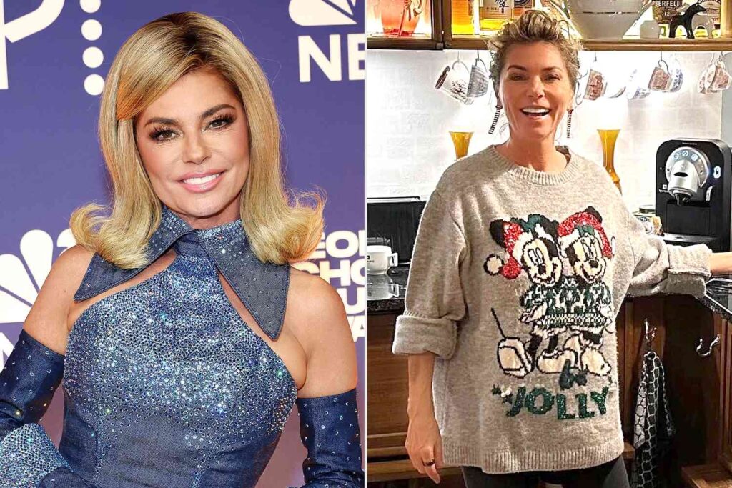 Shania Twain Ditches Glam Makeup for Barely There Look in a Relatable Christmas Photo