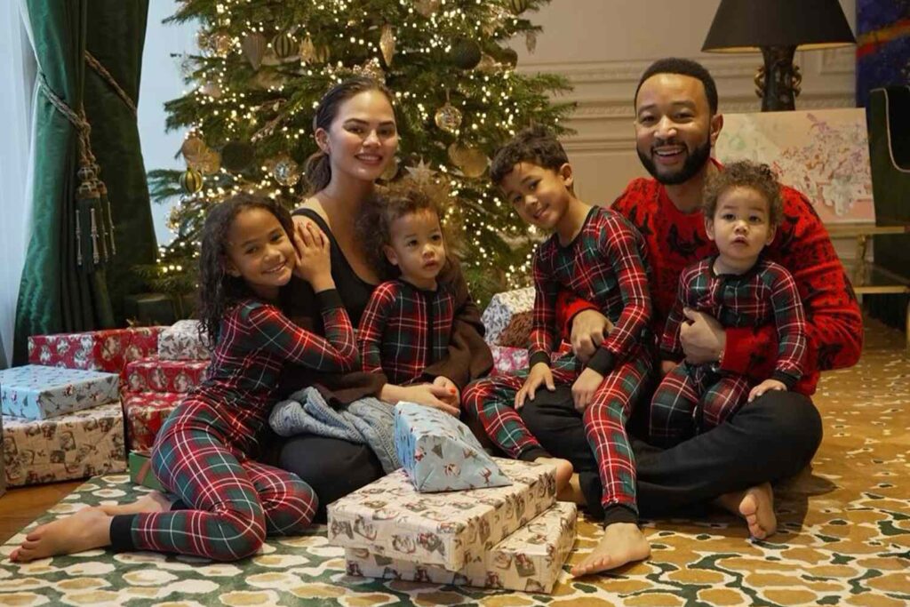 Chrissy Teigen, John Legend Wear Festive PJs While Celebrating Christmas with Kids