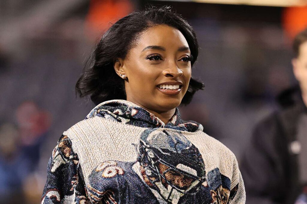 Simone Biles Wears Outfit Full of Photos of Husband Jonathan Owens