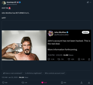 Feel Good Friday: John McAfee, Trump 2028, BTC Maxi Cope