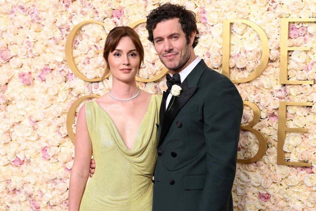 Adam Brody and Leighton Meester Color Coordinate at 2025 Golden Globes