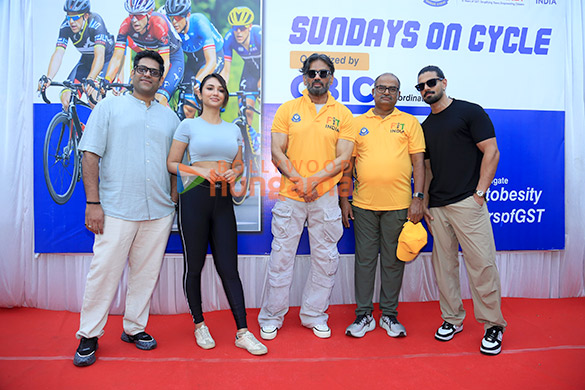 Photos: Suniel Shetty, Sooraj Pancholi, and Akanksha Sharma snapped promoting Kesari Veer at cycle marathon | Parties & Events
