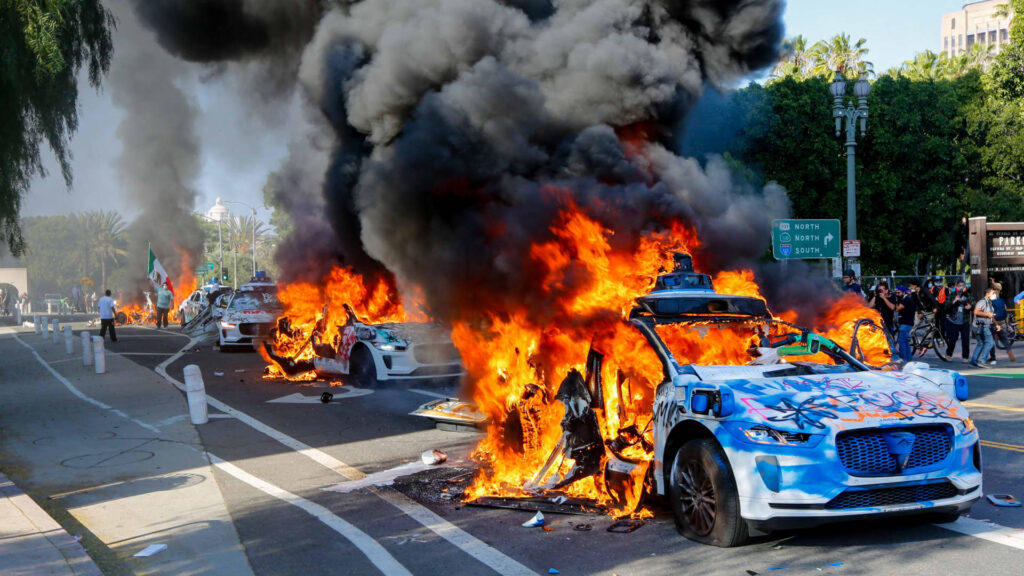 Waymo vehicles set on fire